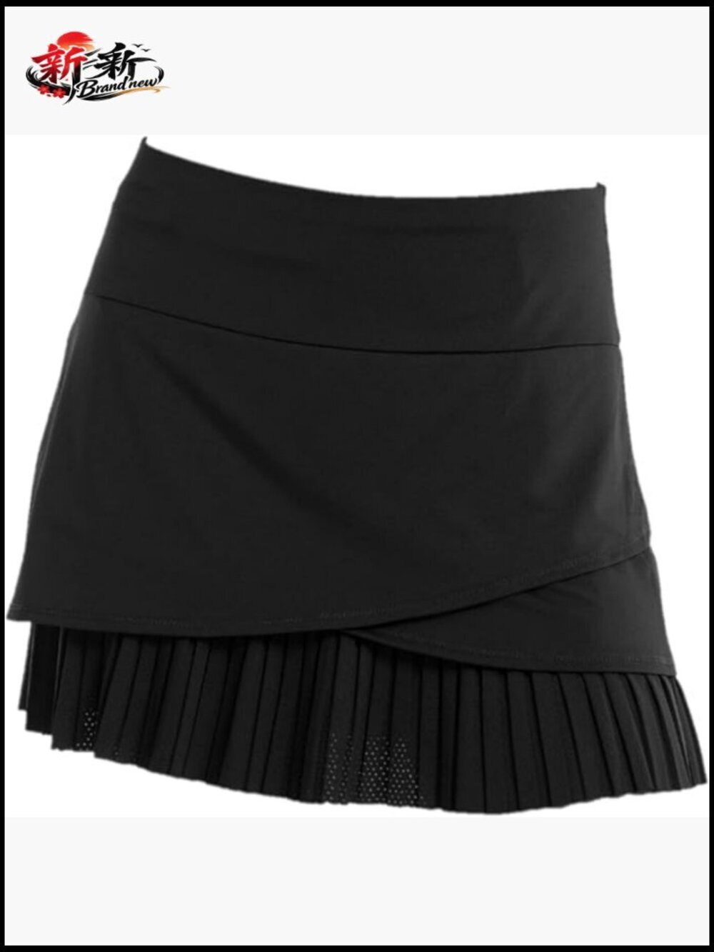 Scallop Pleated Active Skort with Back Pocket - Lightweight High Stretch